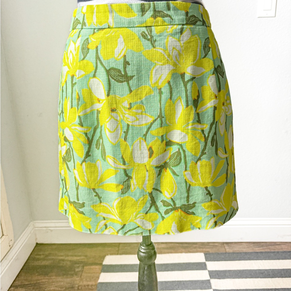 J. Crew Floral Mini Skirt in Teal and Yellow